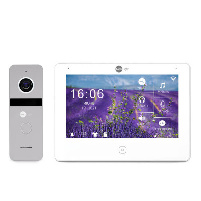 Комплект видеодомофона Neolight NeoKIT HD Pro WF Silver: видеодомофон 7" с Wi-Fi с детектором движения и 2 Мп видеопанель