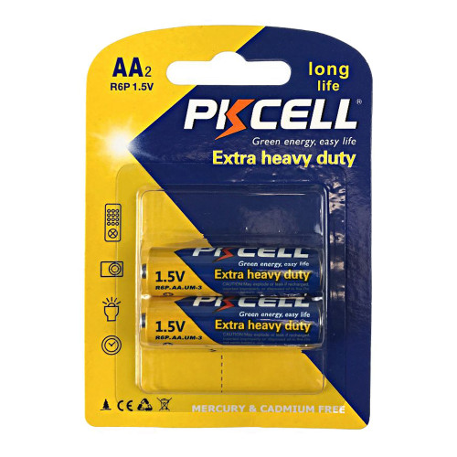 Комплект из 20 батареек PKCELL Extra Heavy Duty AA R6P 1.5V по 2шт./блистер