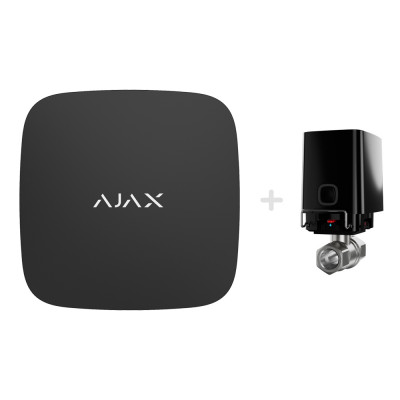 Комплект Ajax Hub 2 (2G) с краном перекрытия воды Ajax WaterStop 1" black