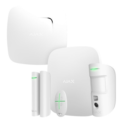 Комплект беспроводной сигнализации Ajax StarterKit Cam Plus white + FirePtotect Plus white