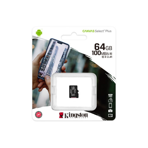 Карта пам'яті Kingston microSDXC 64GB Canvas Select Plus Class 10 UHS-I U1 V10 A1 (SDCS2/64GBSP)